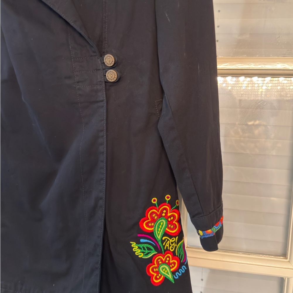 Lola Black Coat with Vibrant Embroidery - Picture 2 of 9